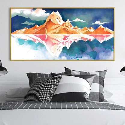 Serene Mountain Reflections Oil Painting for Modern Home Decor