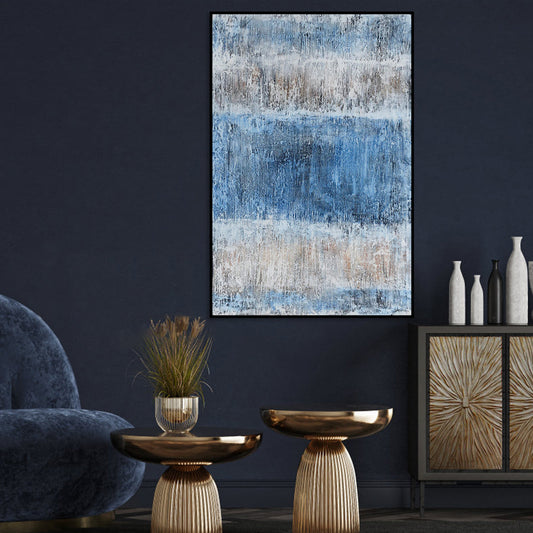 Serene Blue Abstract Oil Painting for Tranquil Home Decor