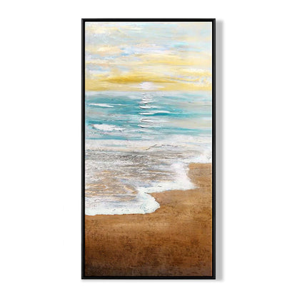 Serene Coastal Sunrise Oil Painting for Tranquil Home Decor