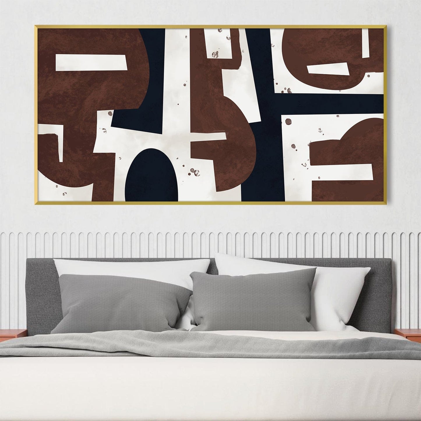 Abstract Mocha Art Canvas - Modern Brown and White Wall Decor