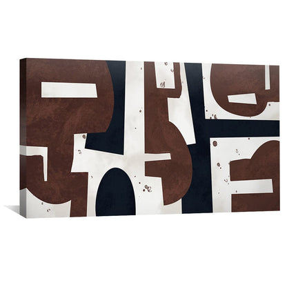 Abstract Mocha Art Canvas - Modern Brown and White Wall Decor