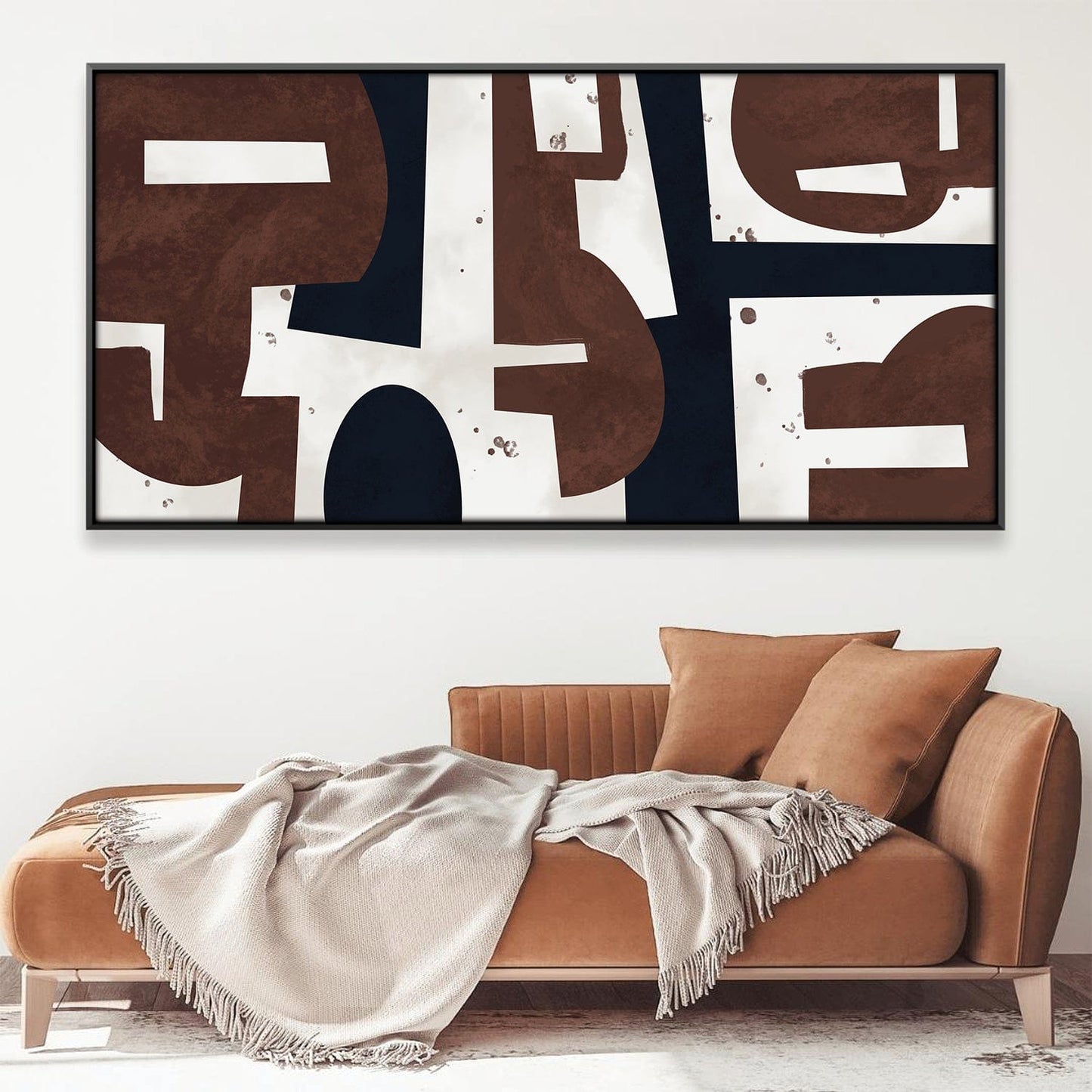 Abstract Mocha Art Canvas - Modern Brown and White Wall Decor