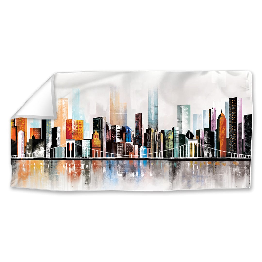 Vibrant Modern Cityscape Oil Painting with Easy Frame for Stylish Home Décor