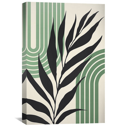 Contemporary Floral Abstract Wall Art with Leaf Design and Bold Lines