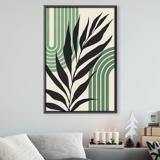 Contemporary Floral Abstract Wall Art with Leaf Design and Bold Lines