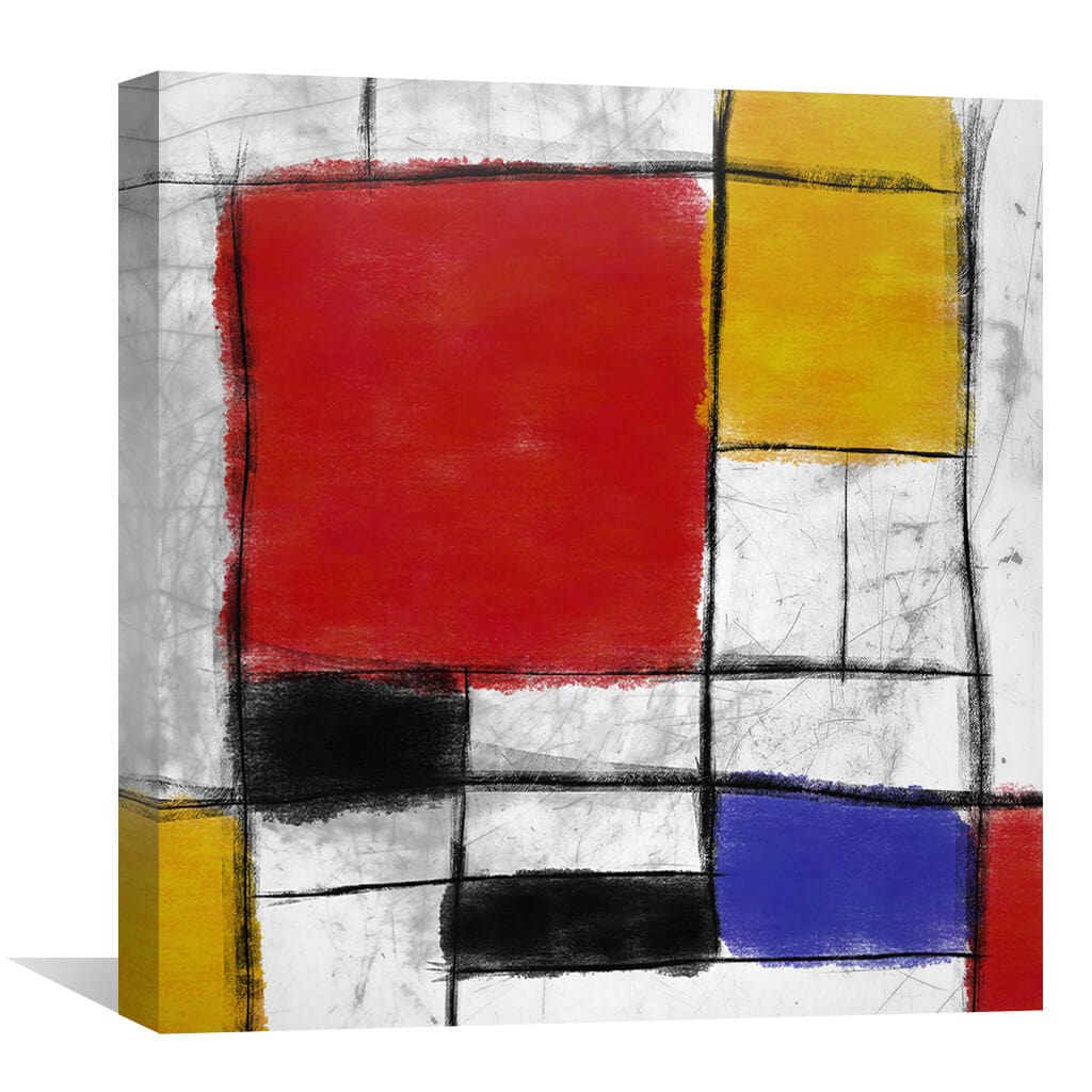 Abstract Color Block Oil Painting for Modern Home Decor