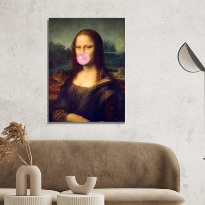 Retro Mona Lisa with Bubble Gum - Unique Oil Painting for Modern Art Lovers