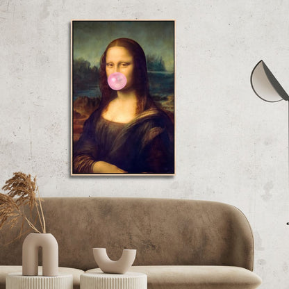 Retro Mona Lisa with Bubble Gum - Unique Oil Painting for Modern Art Lovers