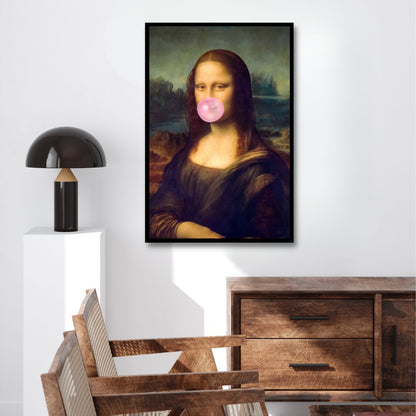 Retro Mona Lisa with Bubble Gum - Unique Oil Painting for Modern Art Lovers