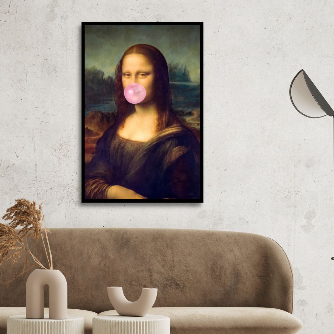 Retro Mona Lisa with Bubble Gum - Unique Oil Painting for Modern Art Lovers