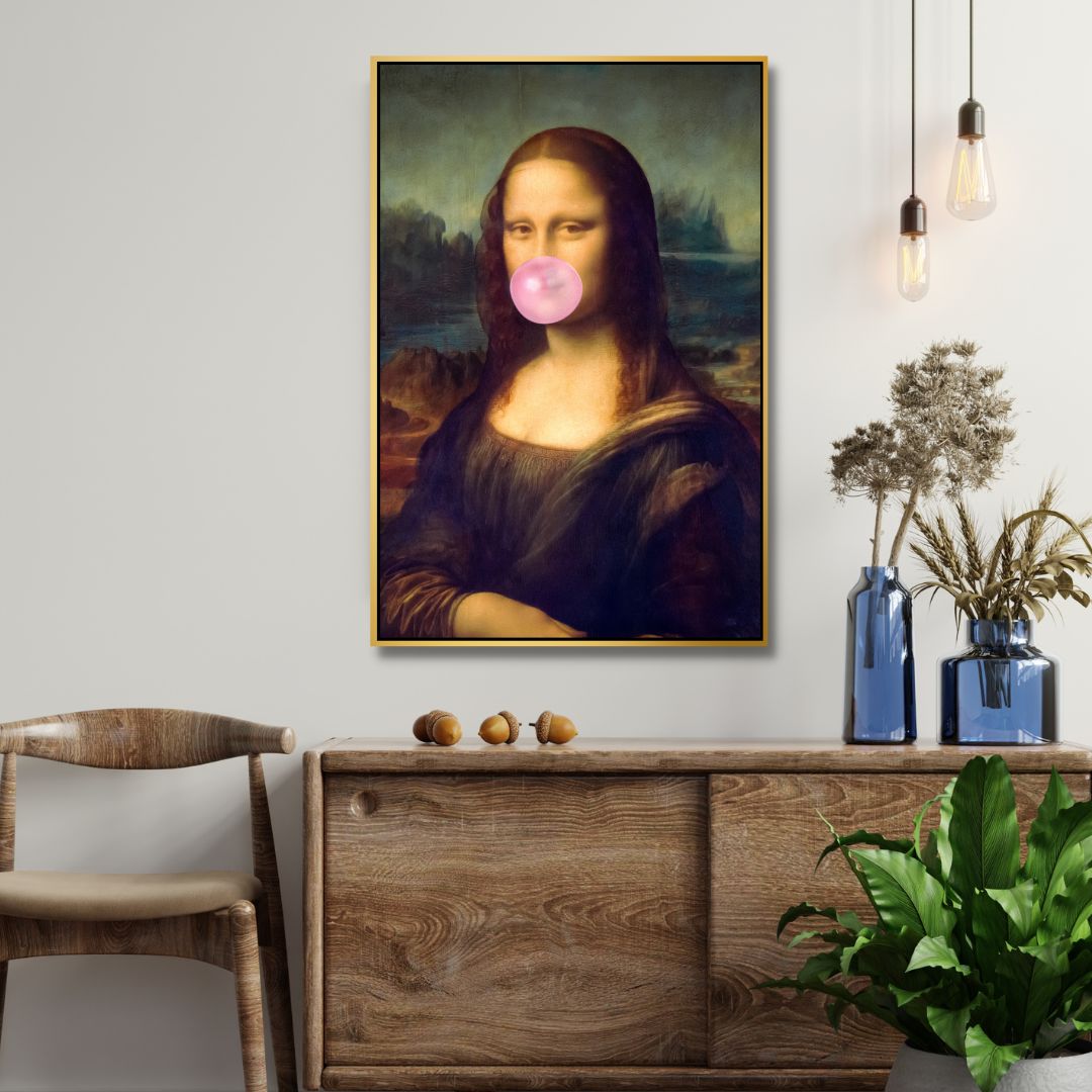 Retro Mona Lisa with Bubble Gum - Unique Oil Painting for Modern Art Lovers