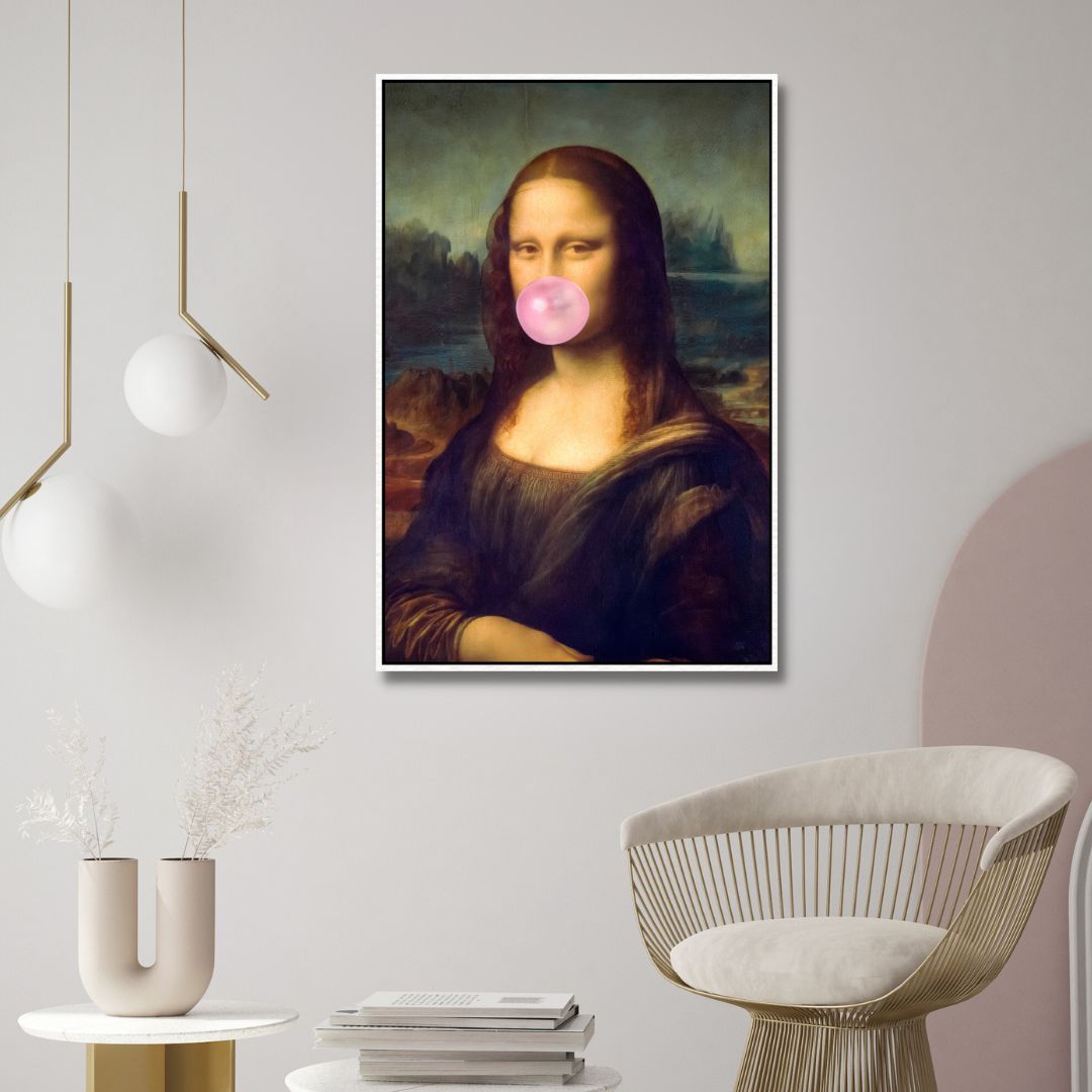 Retro Mona Lisa with Bubble Gum - Unique Oil Painting for Modern Art Lovers