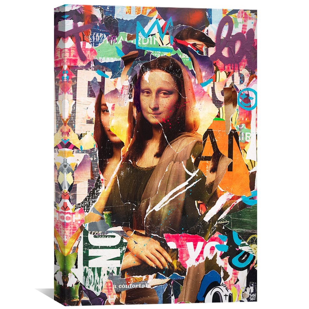 Vibrant Mona Lisa Collage Oil Painting for Modern Home Decor