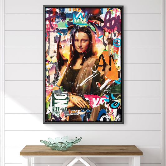 Vibrant Mona Lisa Collage Oil Painting for Modern Home Decor