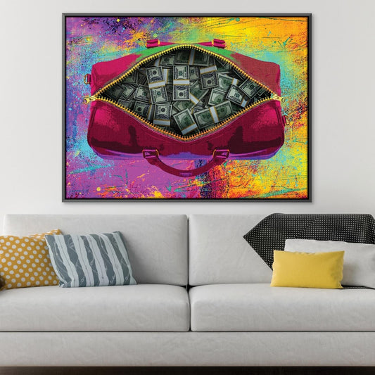 Vibrant Money Bag Oil Painting for Modern Home Décor Art