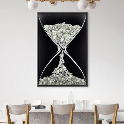 Time is Money Hourglass Oil Painting for Modern Home Decor