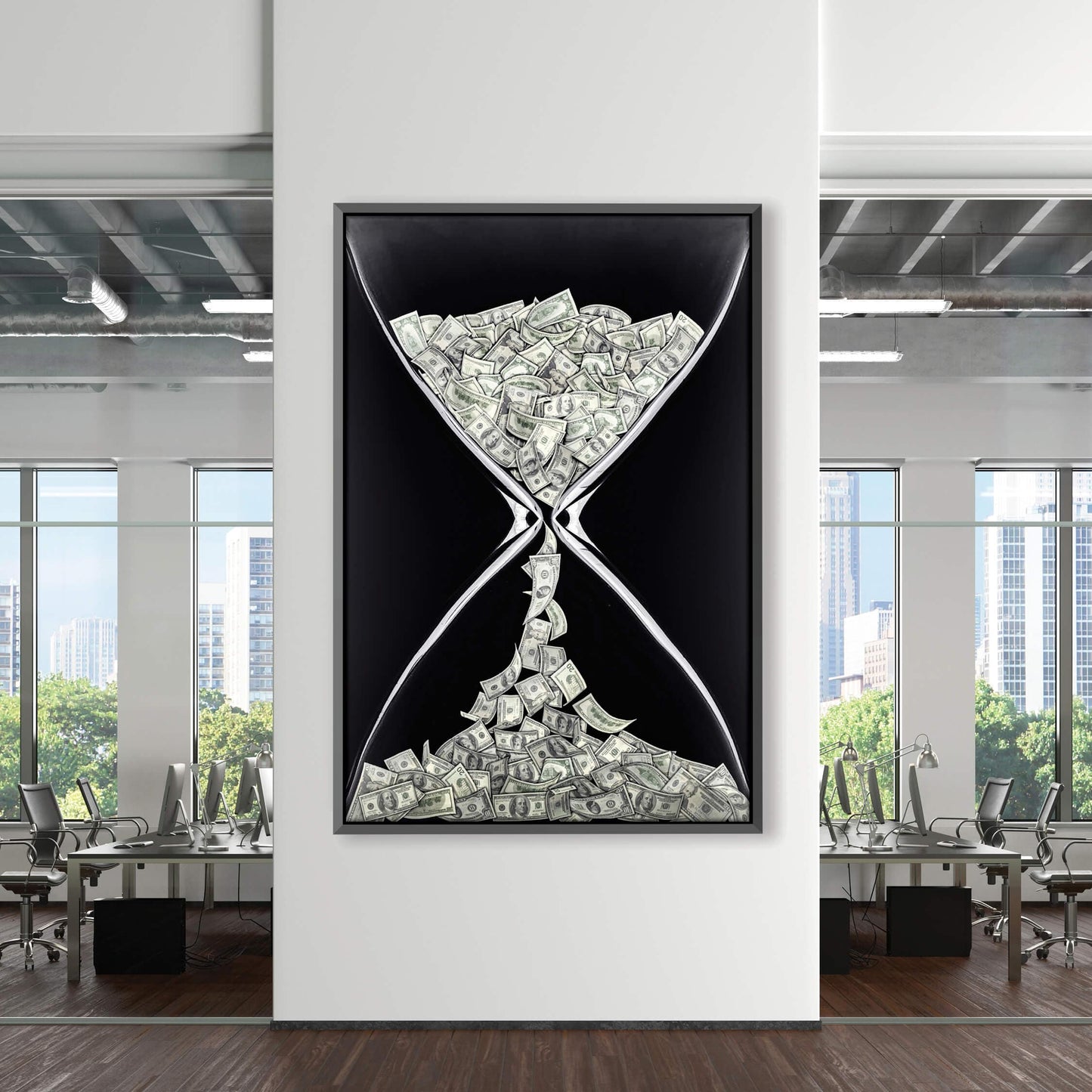 Time is Money Hourglass Oil Painting for Modern Home Decor