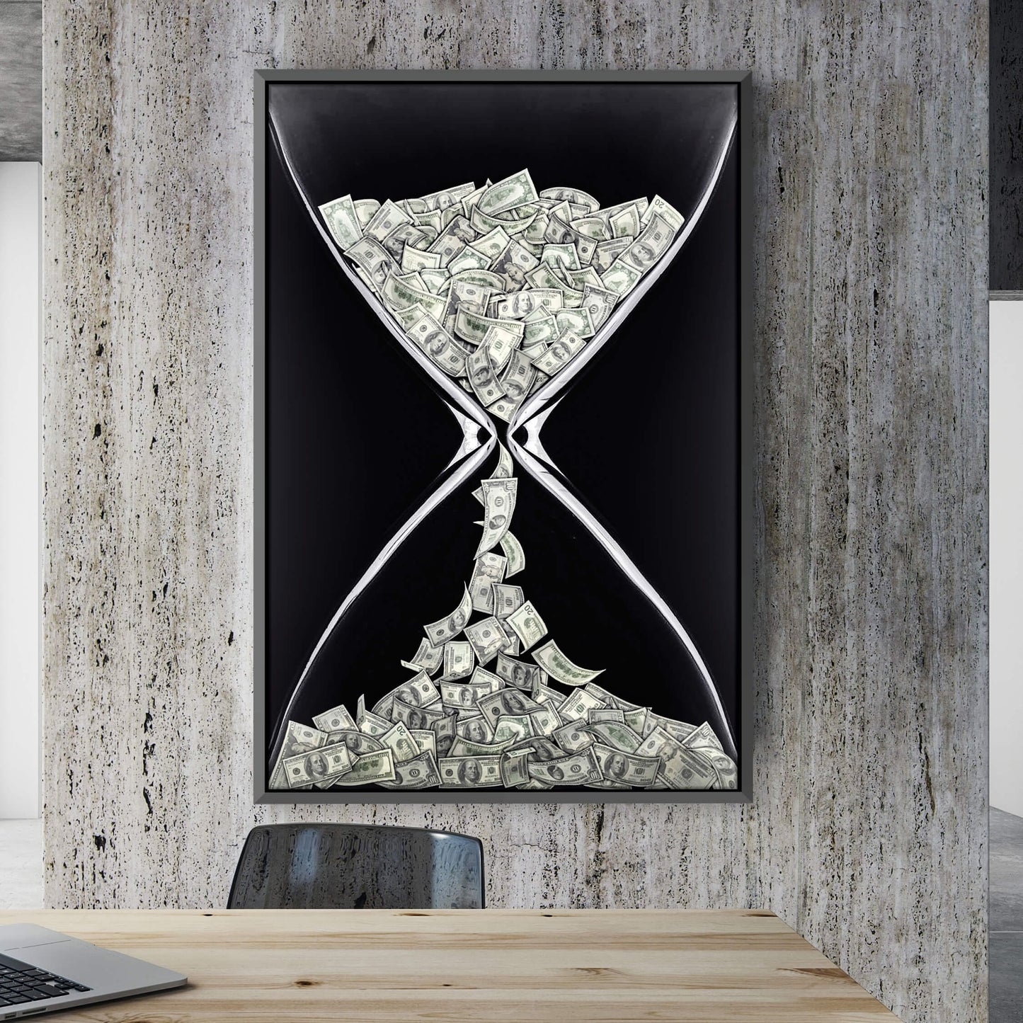 Time is Money Hourglass Oil Painting for Modern Home Decor