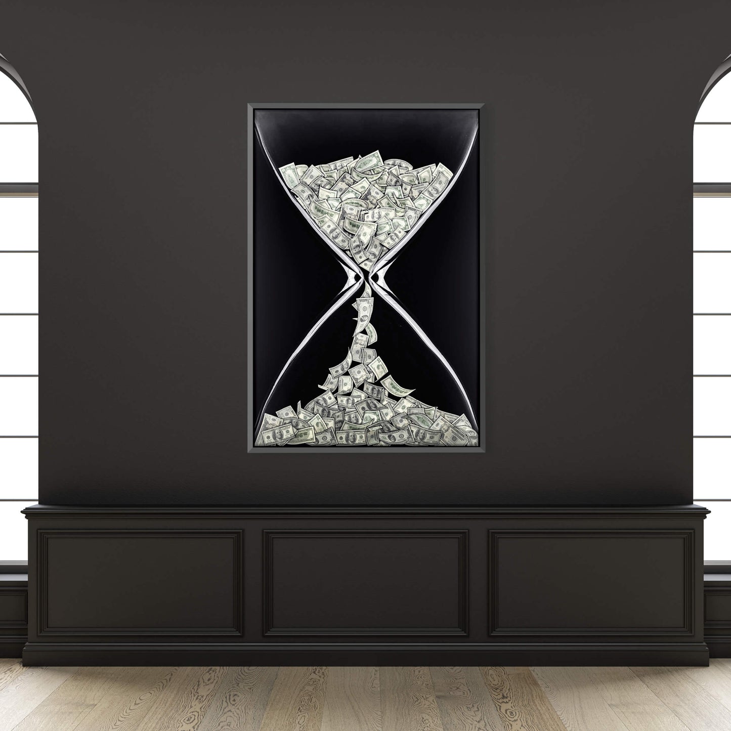 Time is Money Hourglass Oil Painting for Modern Home Decor