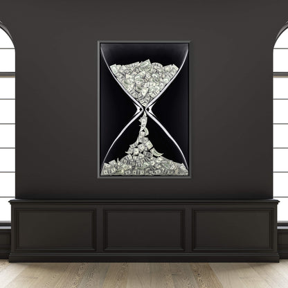 Time is Money Hourglass Oil Painting for Modern Home Decor