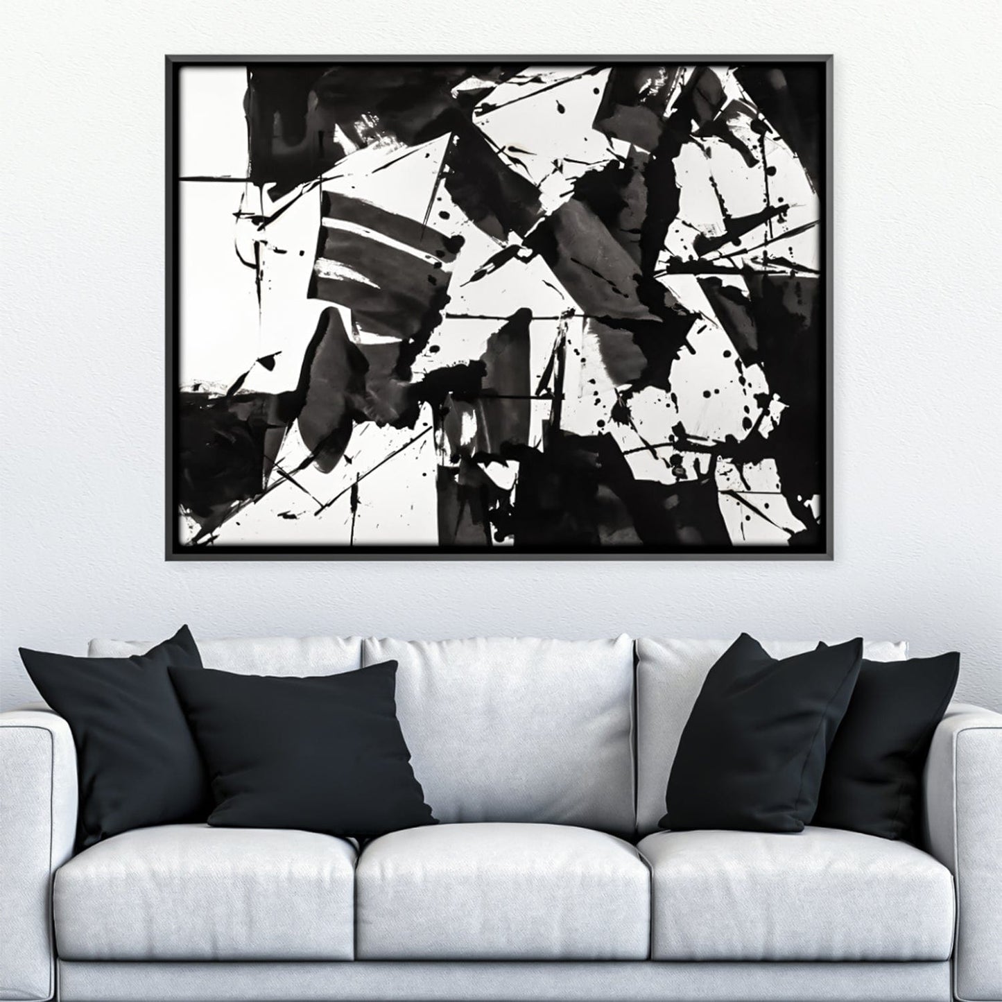 Abstract Monochrome Oil Painting for Modern Home Decor