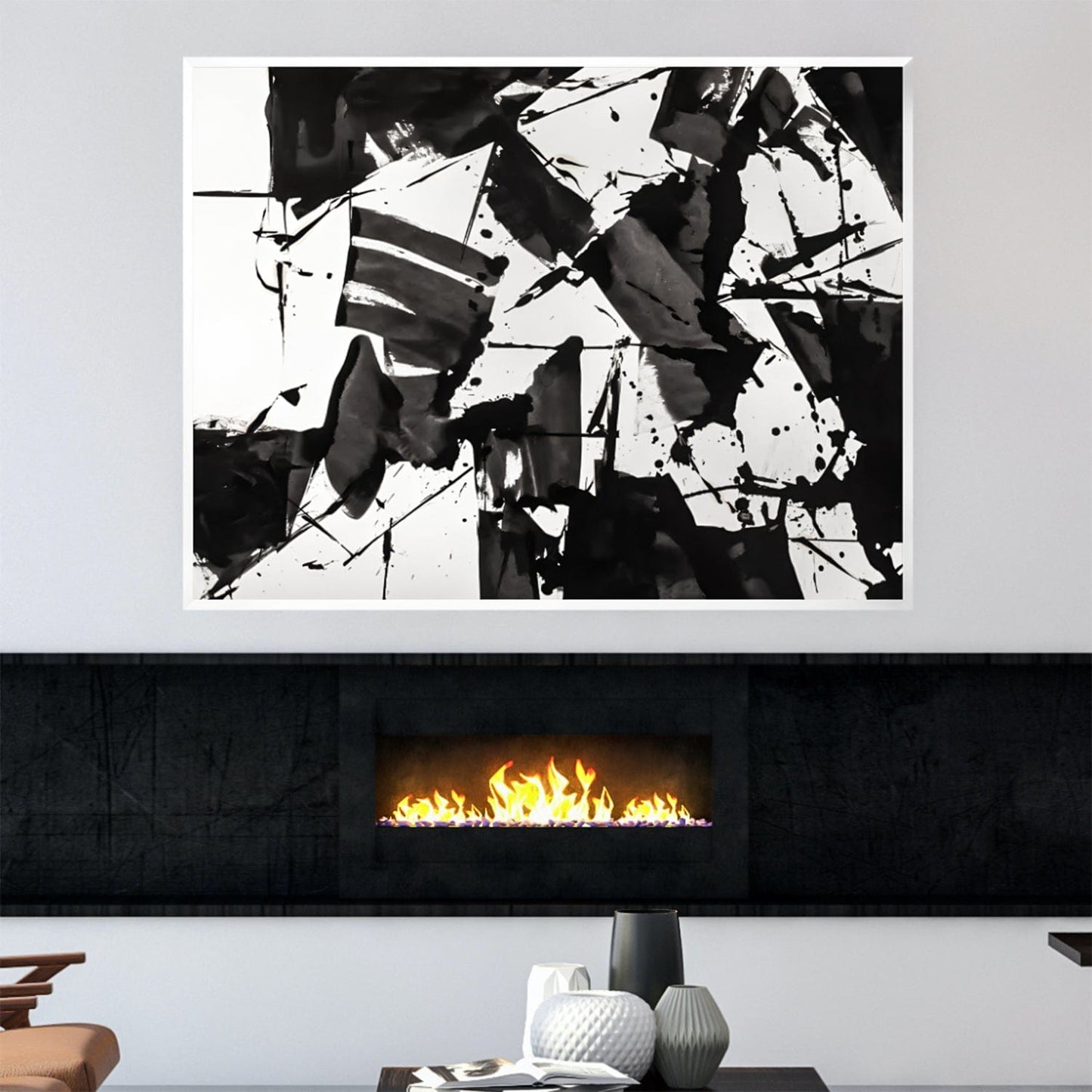 Abstract Monochrome Oil Painting for Modern Home Decor