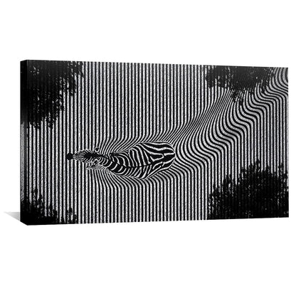 Abstract Black and White Zebra Art - Monochrome Landscape Oil Painting