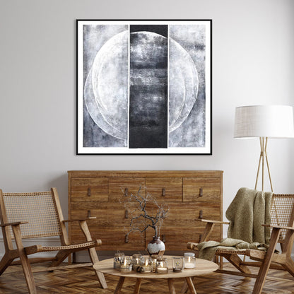 Serene Celestial Moon Abstract Oil Painting for Modern Home Decor