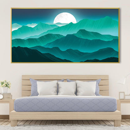 Stunning Moonglow Mountain Landscape Oil Painting for Home Decor