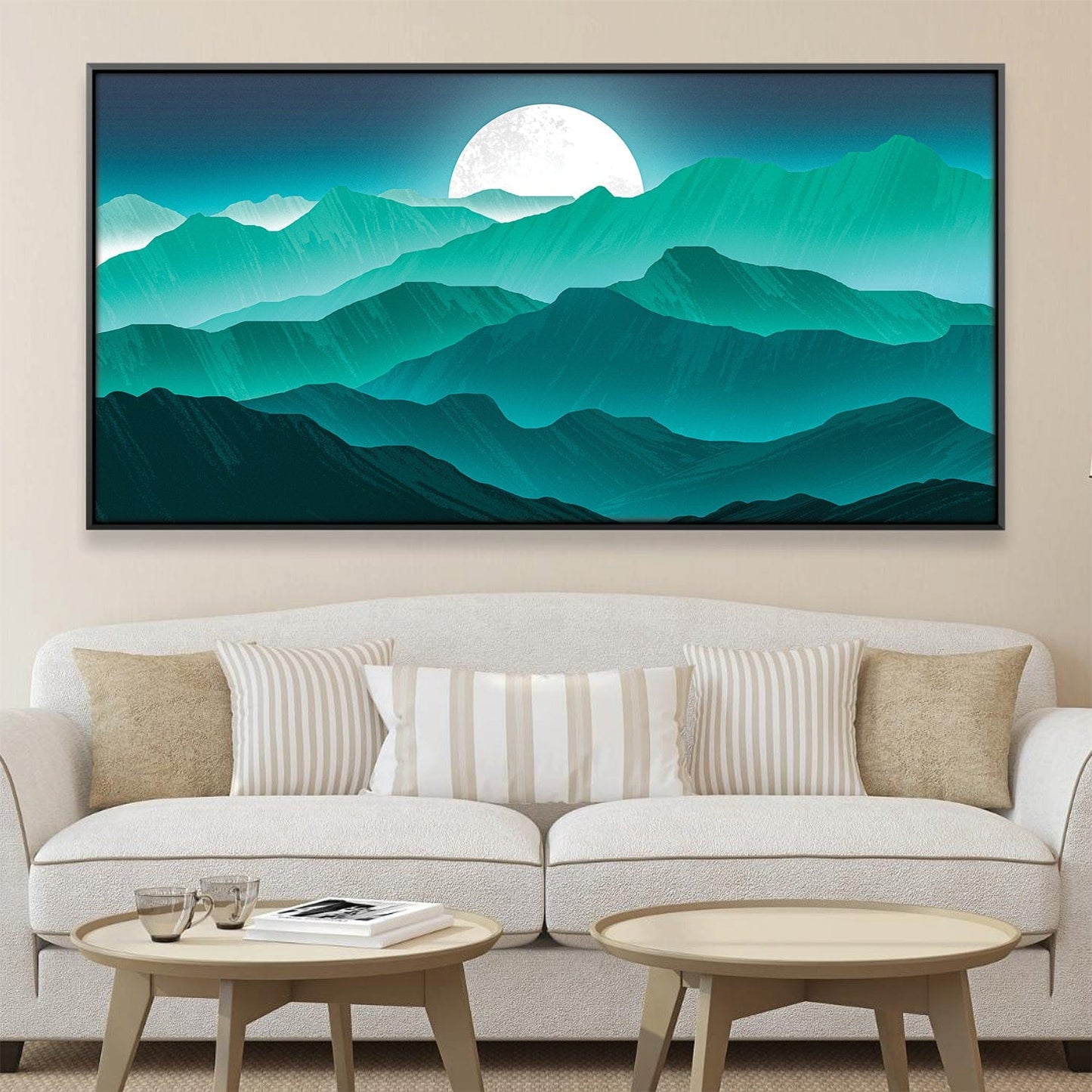 Stunning Moonglow Mountain Landscape Oil Painting for Home Decor