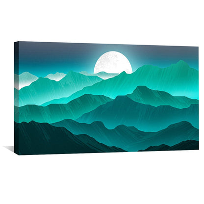 Stunning Moonglow Mountain Landscape Oil Painting for Home Decor