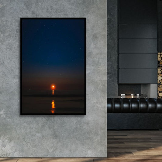 Serene Moonrise Over Ocean - Captivating Oil Painting for Home Decor
