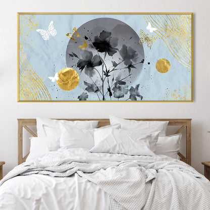 Serene Moonlit Floral Abstract Oil Painting for Modern Home Decor