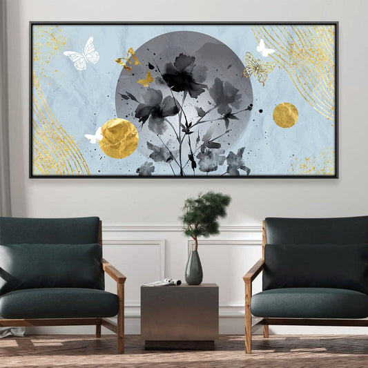 Serene Moonlit Floral Abstract Oil Painting for Modern Home Decor