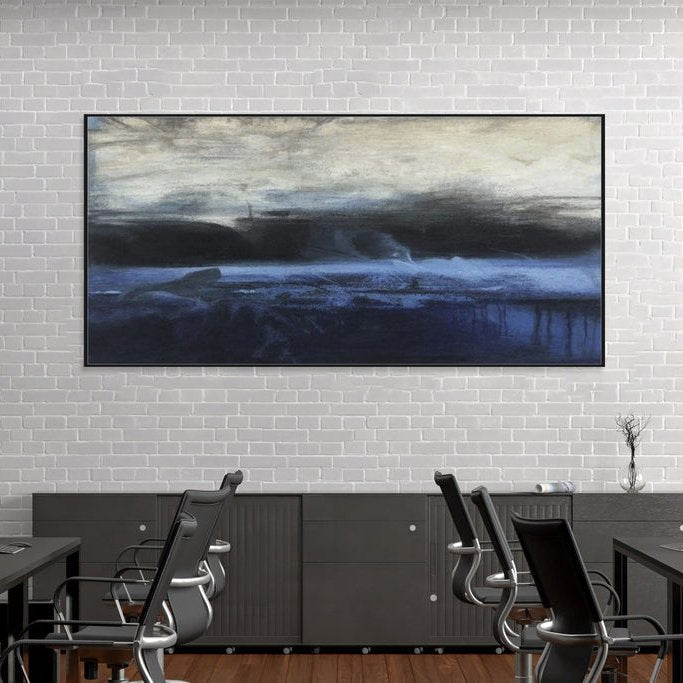 Serene Morning Ocean Landscape Oil Painting for Modern Home Decor