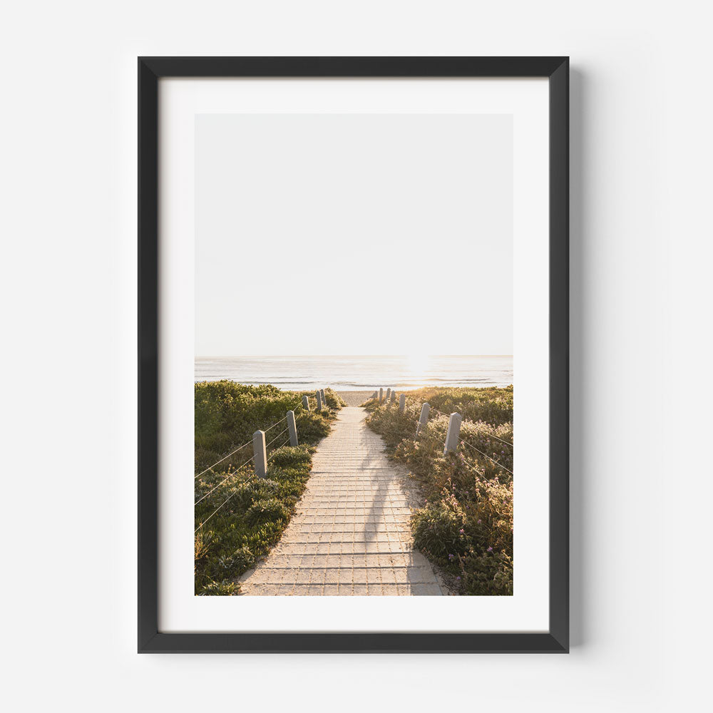 Serene Beach Pathway at Sunrise - Oil Painting for Tranquil Home Decor