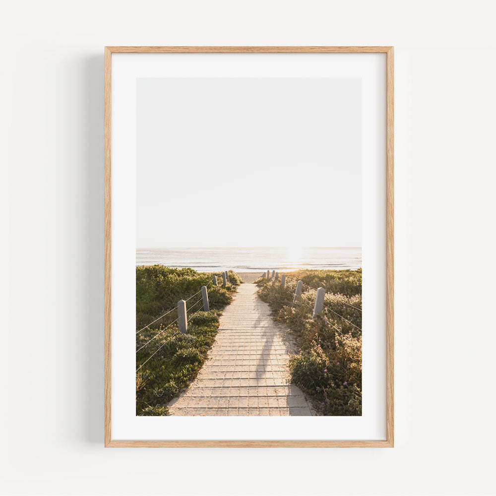 Serene Beach Pathway at Sunrise - Oil Painting for Tranquil Home Decor