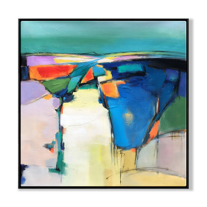 Vibrant Abstract Landscape Oil Painting for Modern Home Décor