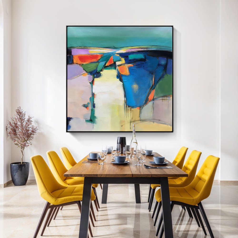 Vibrant Abstract Landscape Oil Painting for Modern Home Décor