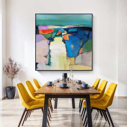 Vibrant Abstract Landscape Oil Painting for Modern Home Décor