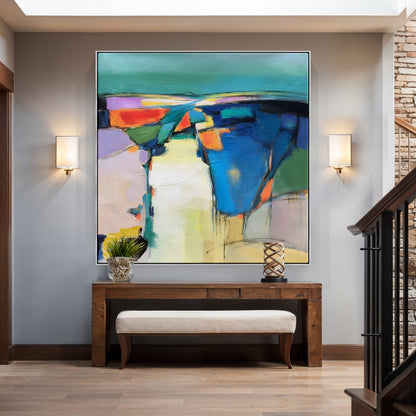 Vibrant Abstract Landscape Oil Painting for Modern Home Décor