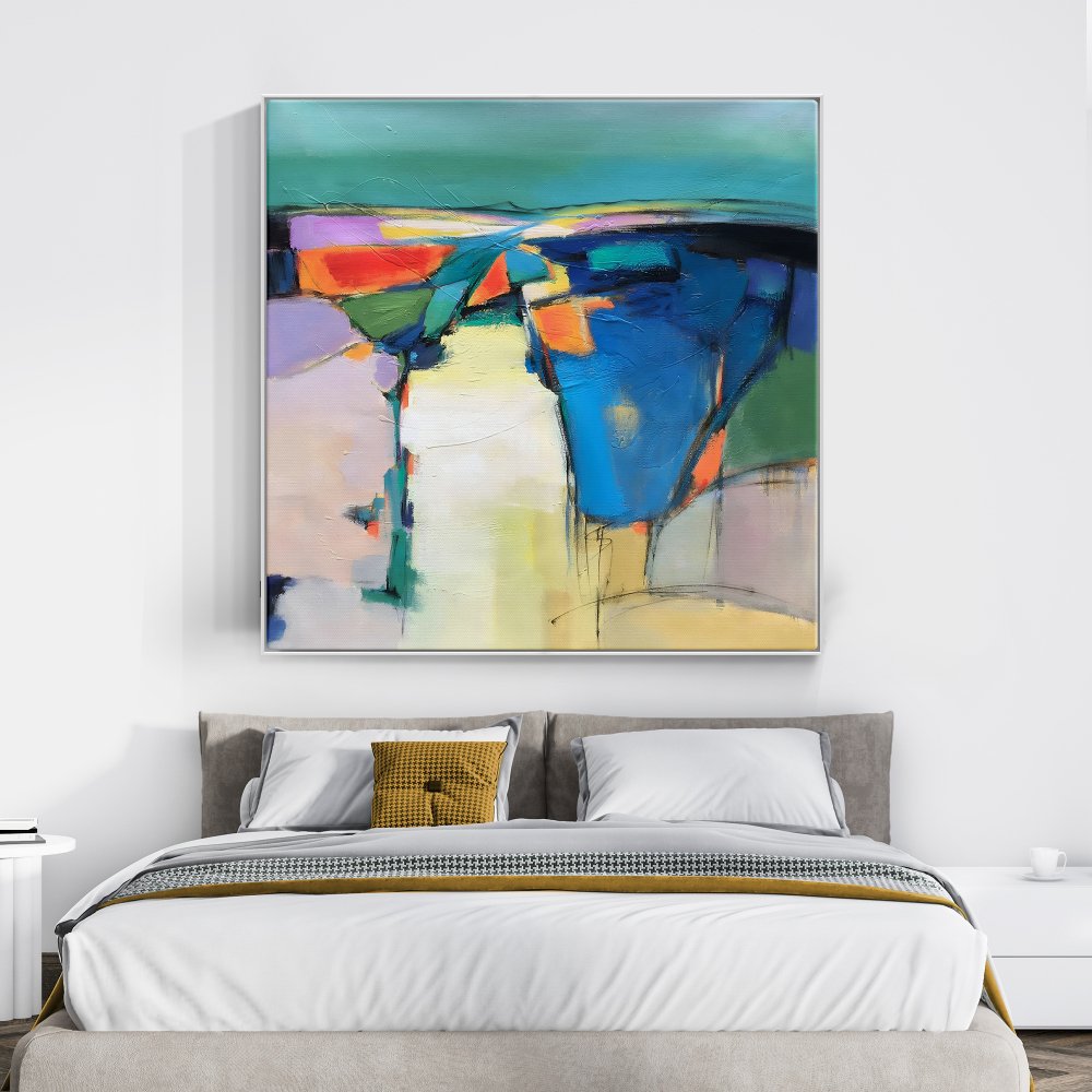 Vibrant Abstract Landscape Oil Painting for Modern Home Décor