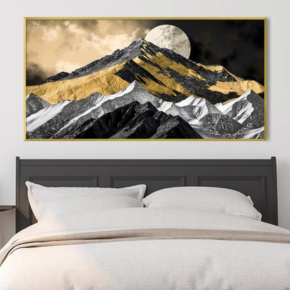 Stunning Mountain Landscape with Moonlit Eclipse Oil Painting