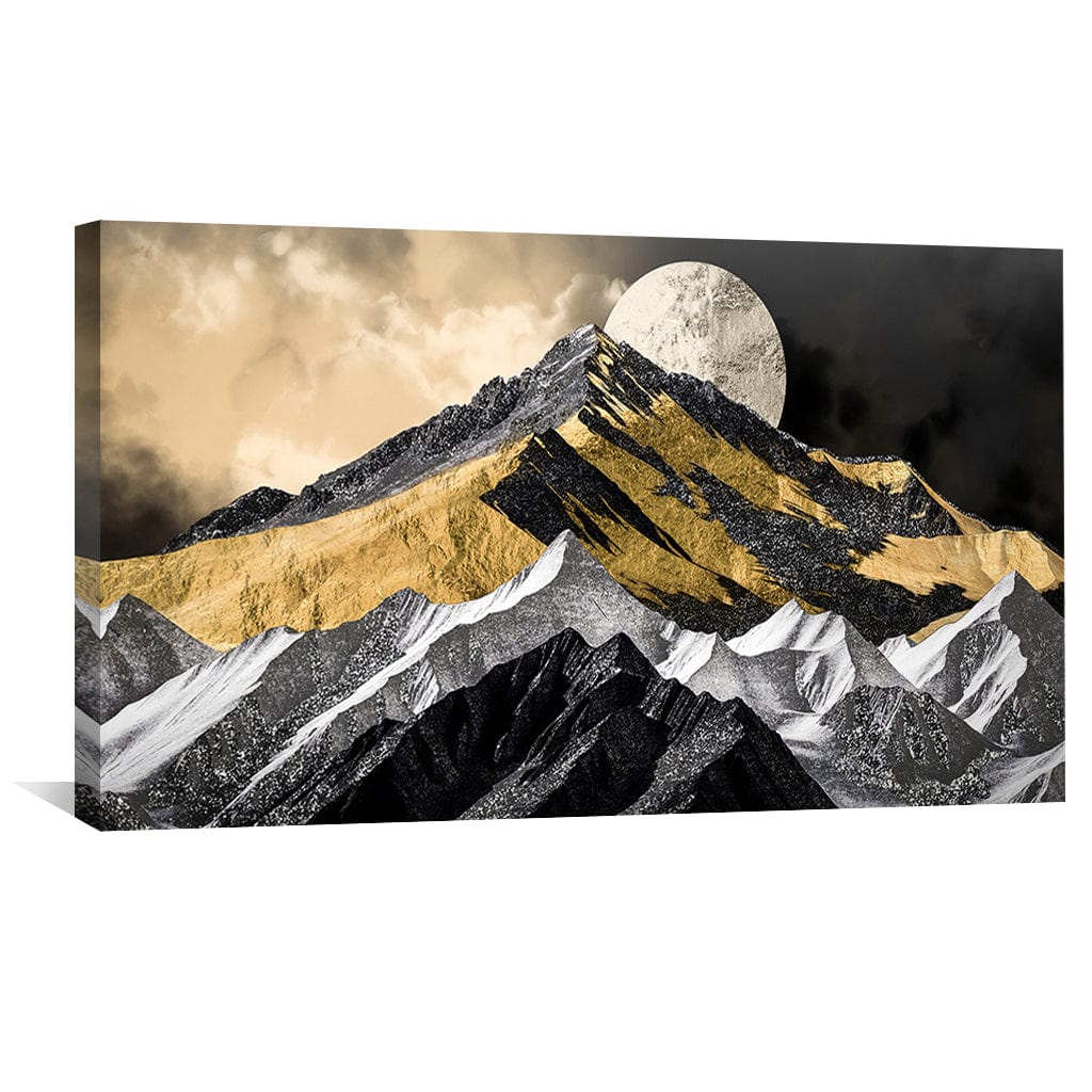 Stunning Mountain Landscape with Moonlit Eclipse Oil Painting