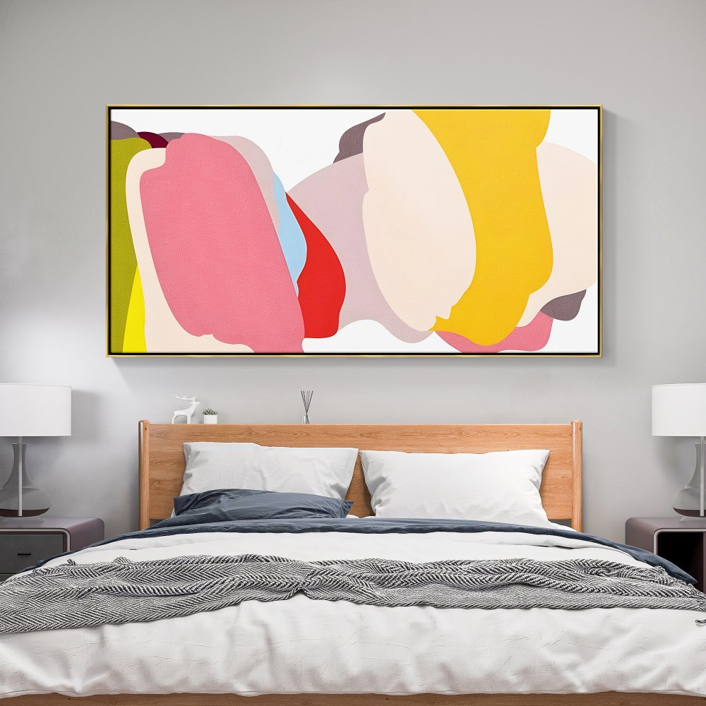 Vibrant Abstract Oil Painting with Bold Colors and Shapes for Modern Home Decor