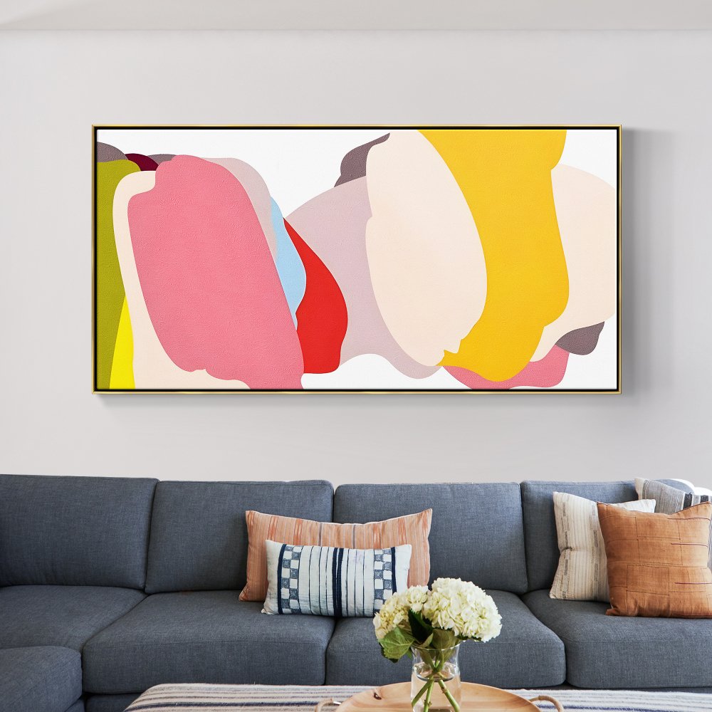 Vibrant Abstract Oil Painting with Bold Colors and Shapes for Modern Home Decor