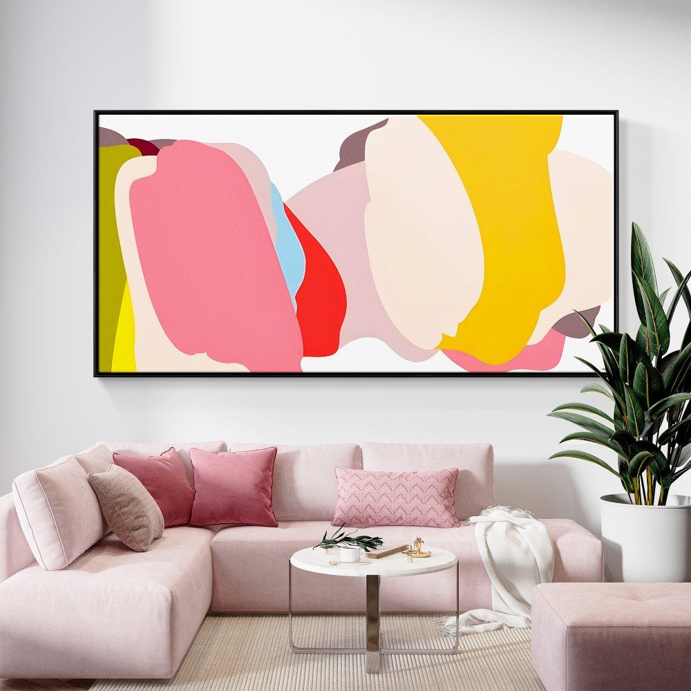 Vibrant Abstract Oil Painting with Bold Colors and Shapes for Modern Home Decor