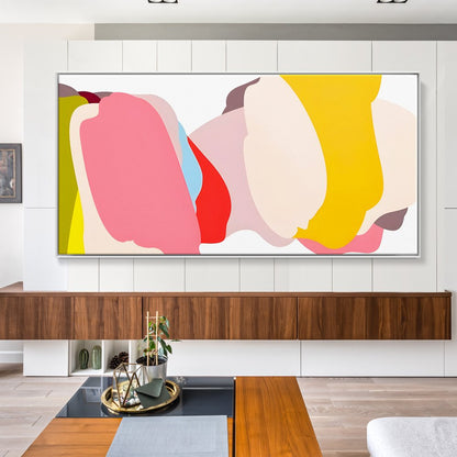 Vibrant Abstract Oil Painting with Bold Colors and Shapes for Modern Home Decor