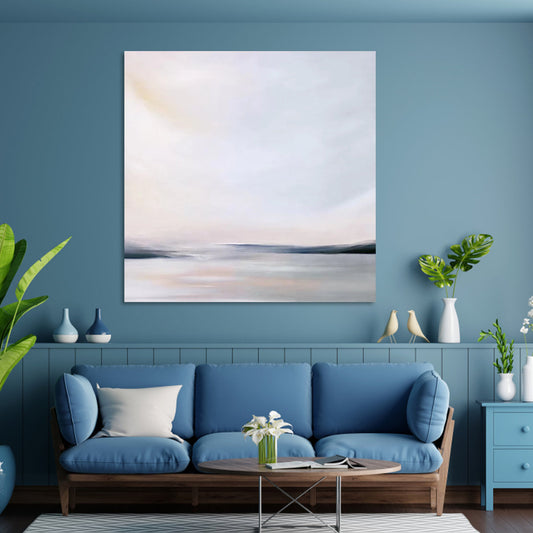 Serene Coastal Landscape Oil Painting for Tranquil Home Decor