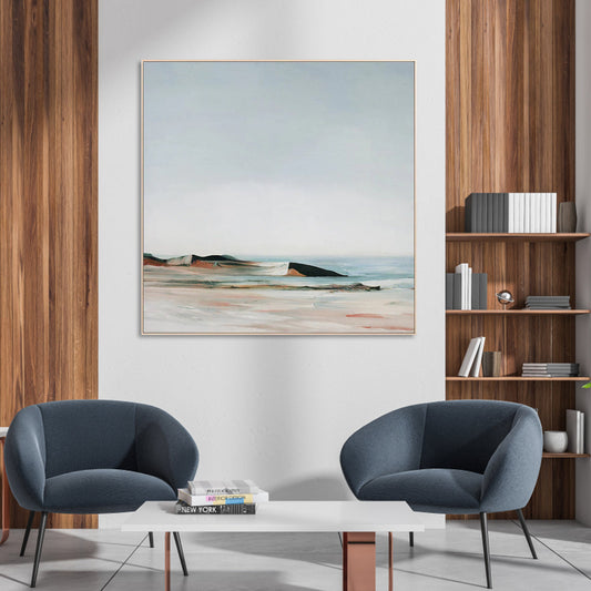 Serene Coastal Landscape Oil Painting for Tranquil Home Decor